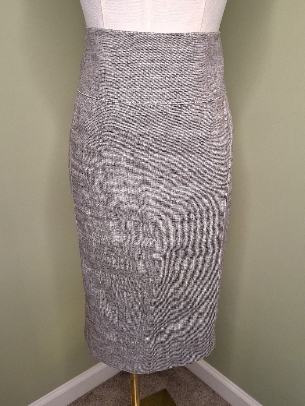 Armani Collezioni Linen Pencil Skirt High Waist Taupe Size 10